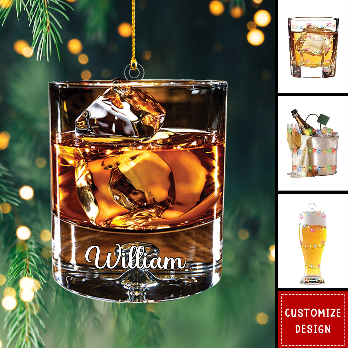 Personalized Alcohol Drink Christmas Ornament - Gift For Bartender - 2024 New Release