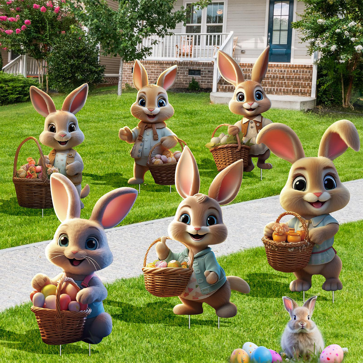 Easter Bunny Decorations Outdoor-Easter Bunny Yard Garden Stakes