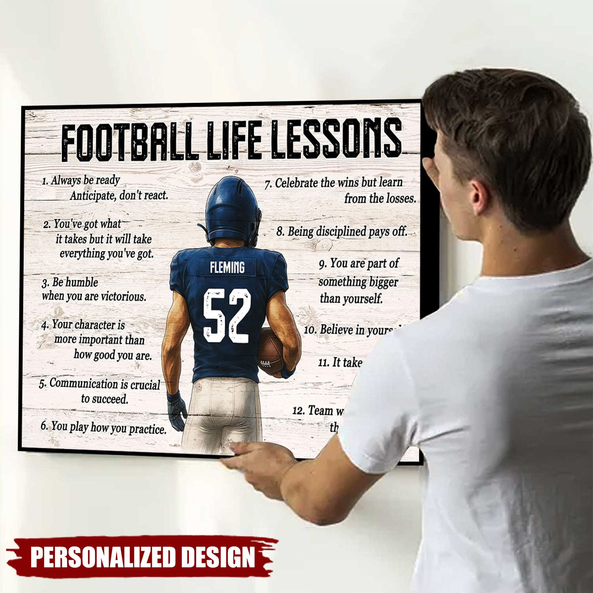 Personalized Football Life Lessons Poster-Gift For Son Teen Boy