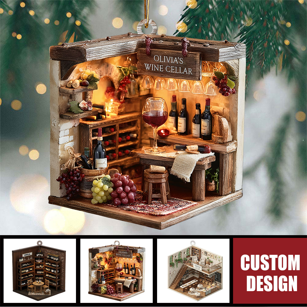 Personalized Wine Cellar Christmas Ornament - Gift For Wine Lover