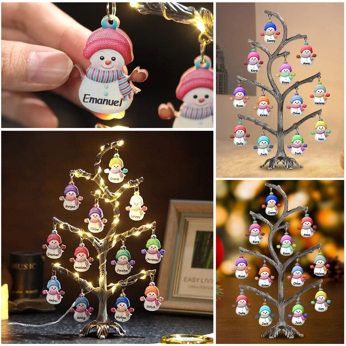 Personalized Christmas Snowman LED Tree Light