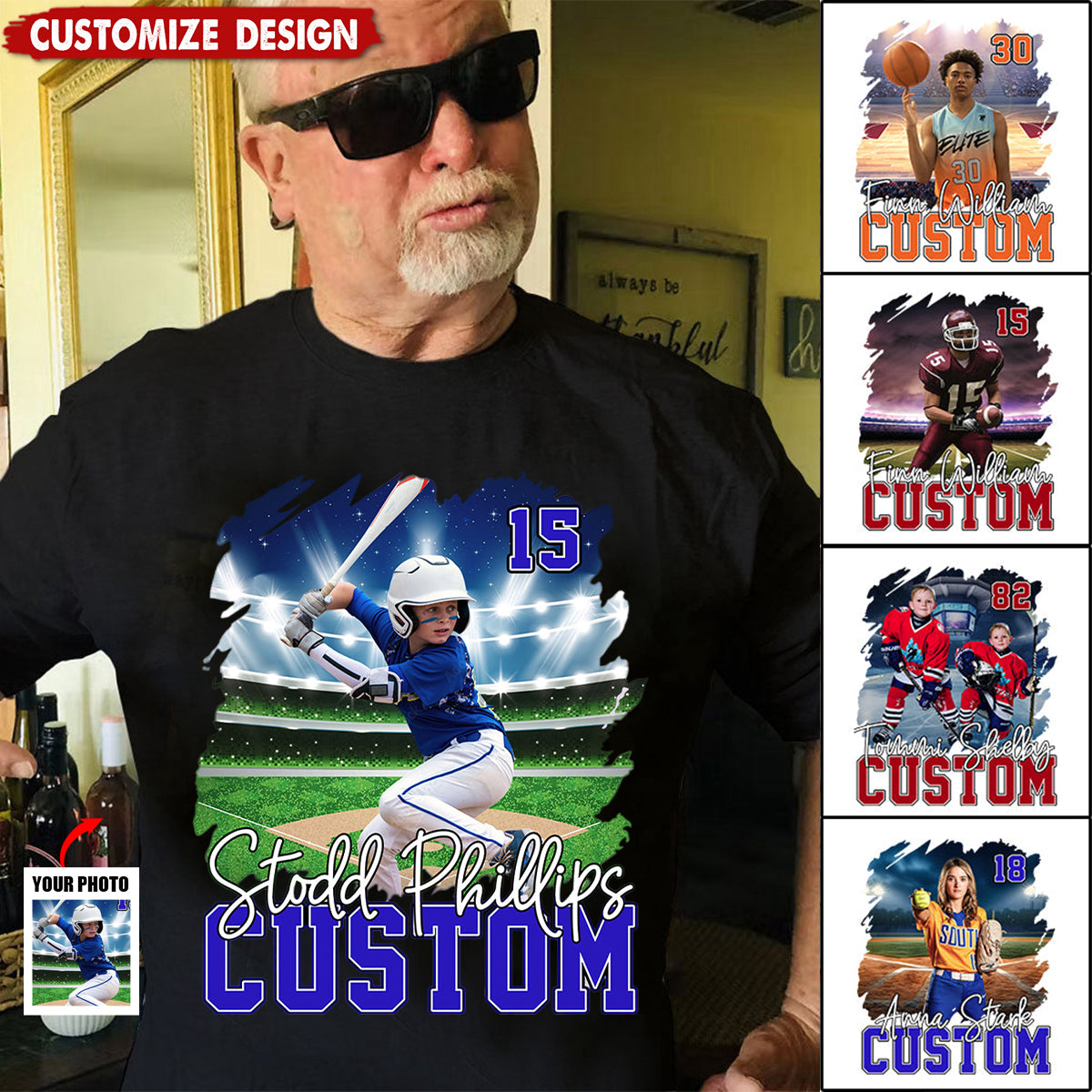 Personalized Photo Sports Shirt - Gift For Baseball,Basketball,Football,Ice Hockey,Softball Lovers