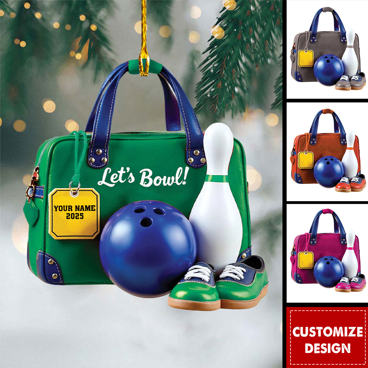 Personalized Bowling Christmas Ornament, Gifts for Bowling Lovers & Players