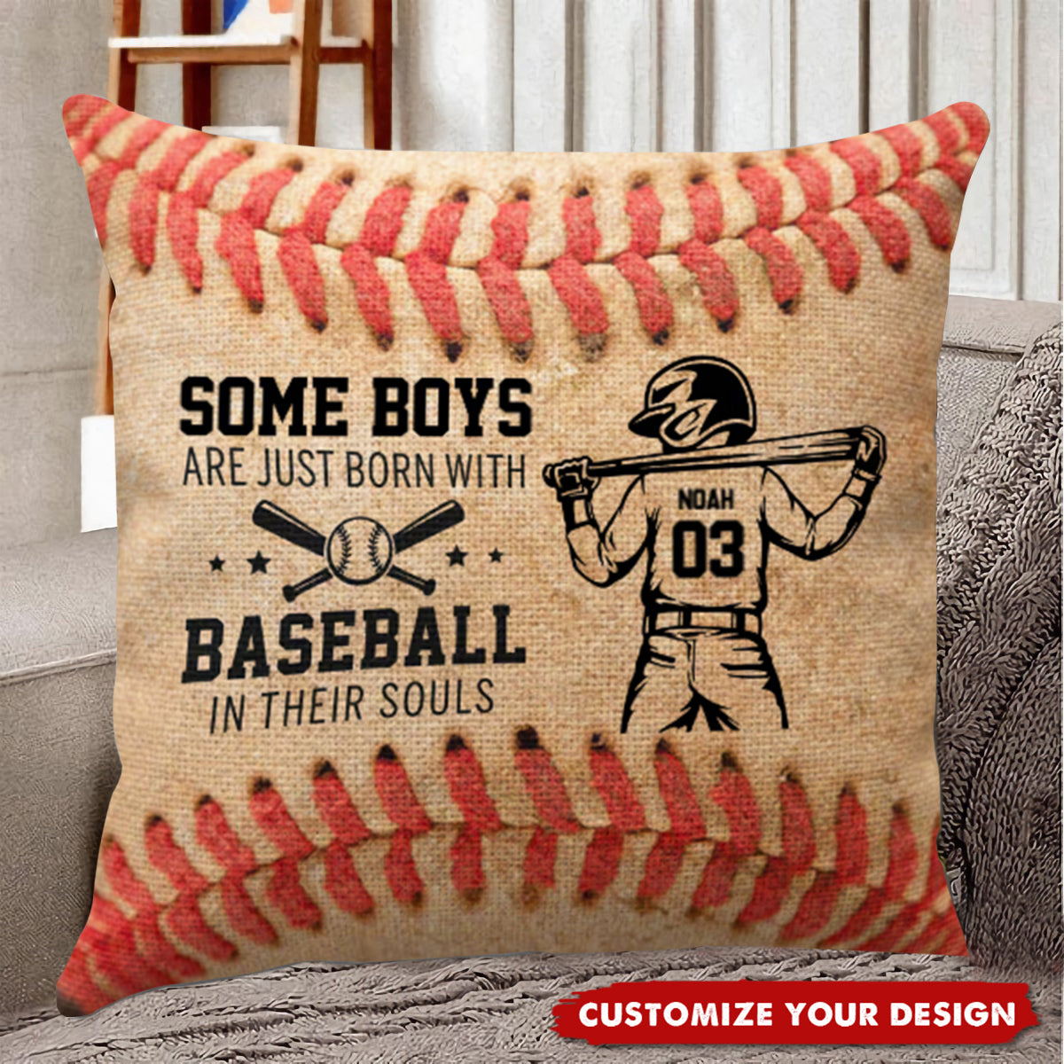 Some Boys Girls Are Just Born With Baseball In Their Souls - Personalized Pillow