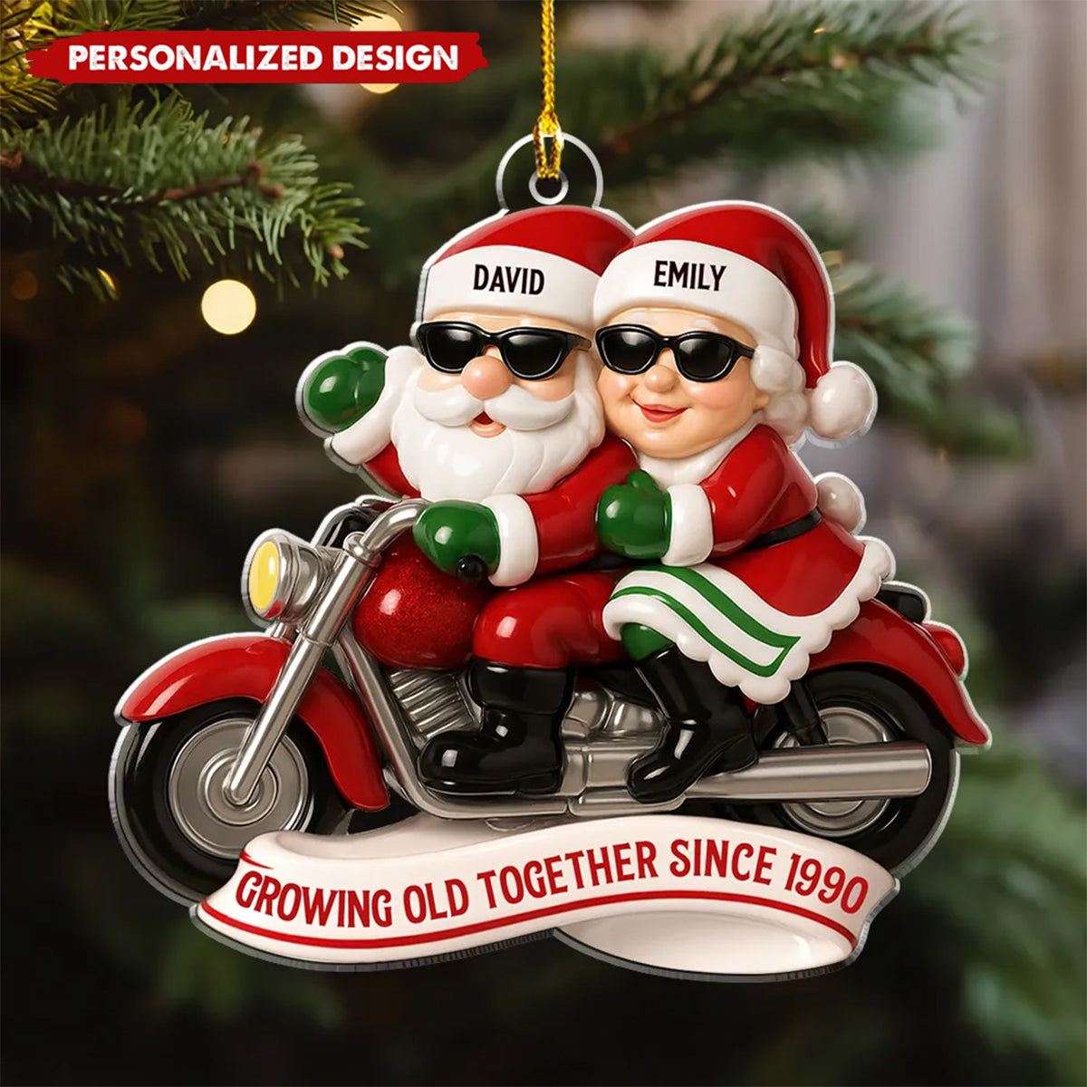 Grow Old Together Motorcycle - Personalized Custom Acrylic Ornament