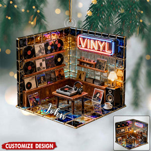 Personalized record store microcosm interior themed glazed desktop ornament