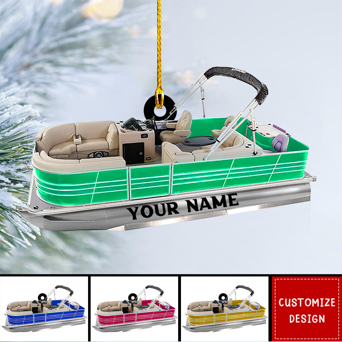 Personalized Pontoon Boat Acrylic Christmas Ornament - 2025 New Release