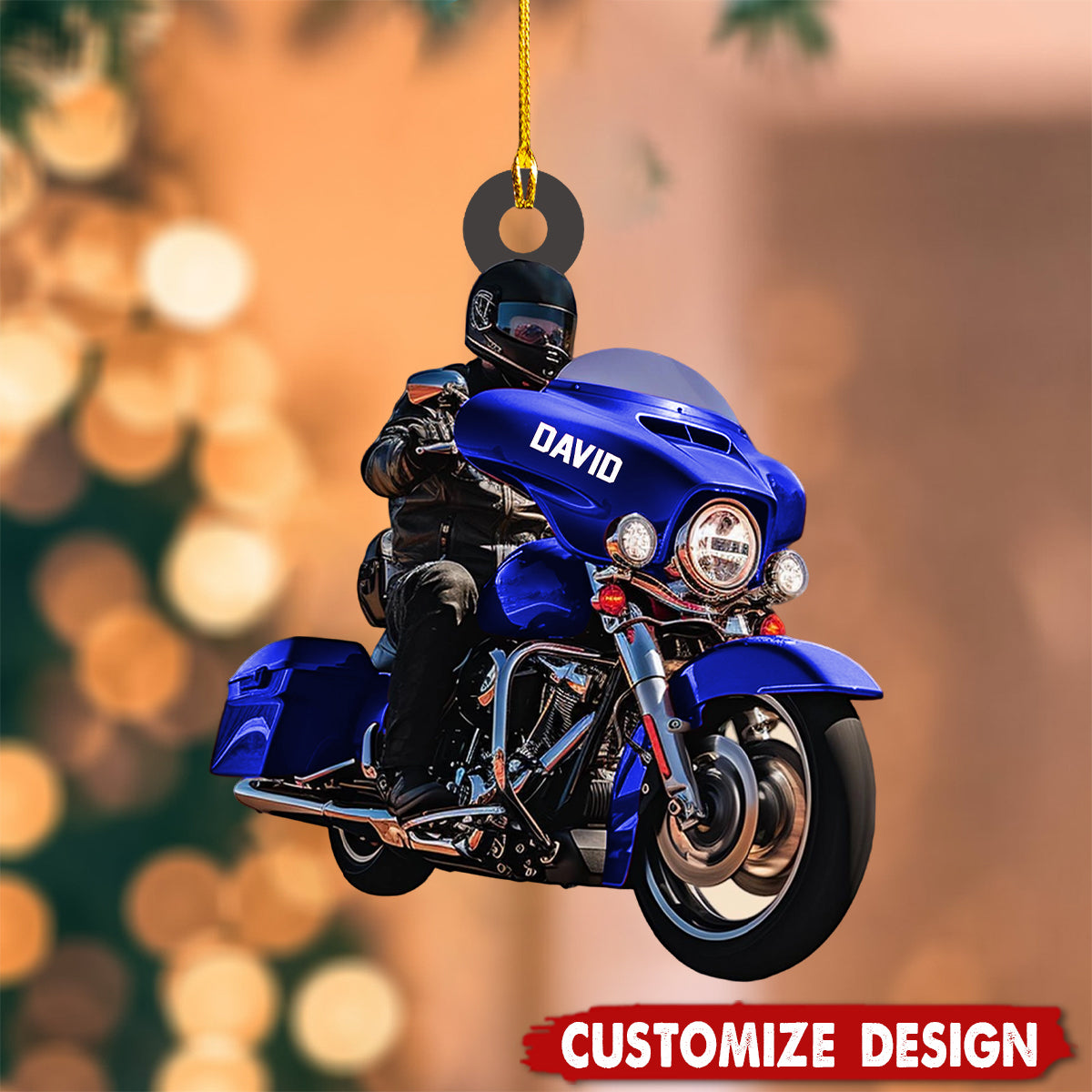 Custom Name Biker Street Glide Motorcycle Personalized Christmas Ornament