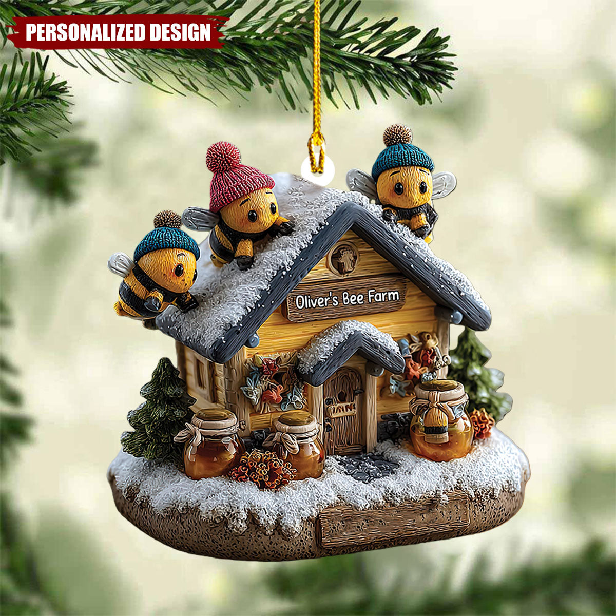 Personalized Bee Farm Christmas Ornament Gift For Beekeeper