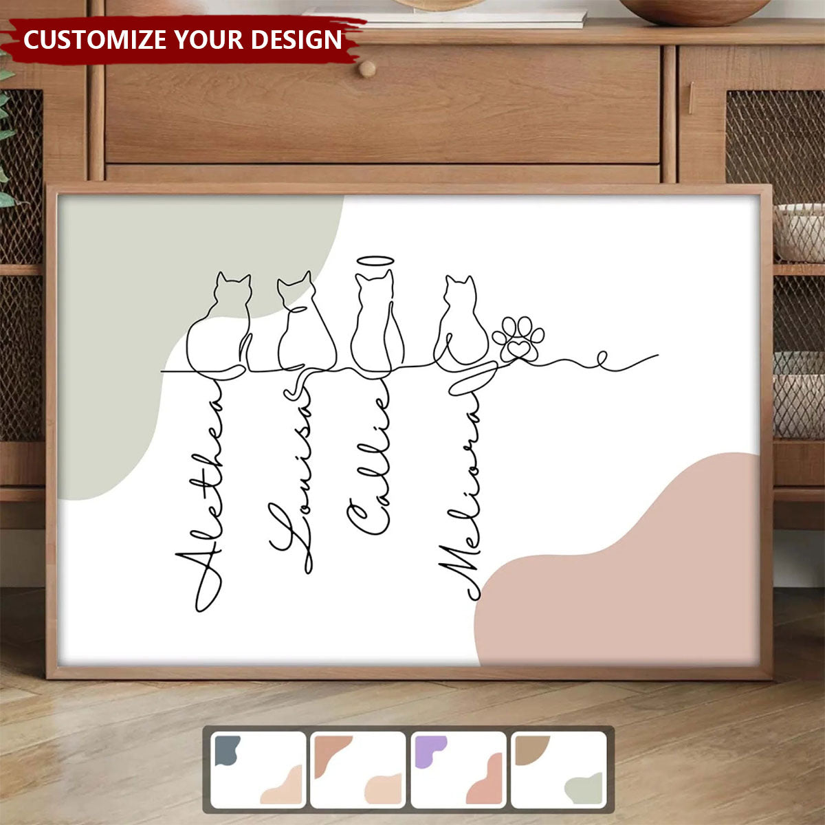 Adorable Cats Line Art - Personalized Poster, Gift for Cat Mom/Cat Dad, Cat Lover's Gift