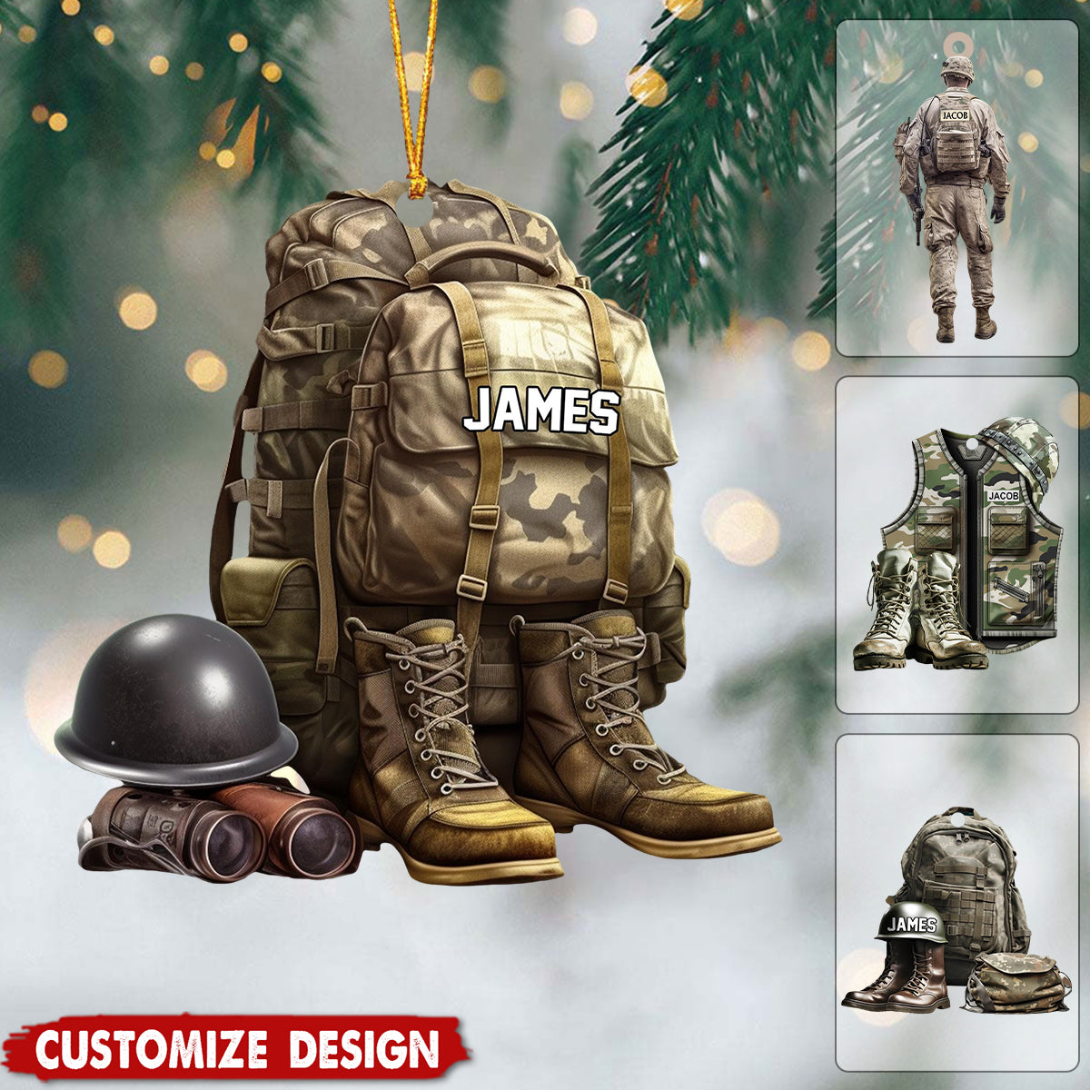 Personalized Military Uniform Acrylic Ornament - Christmas Gift For Veteran