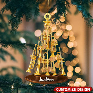Personalized Instrument Trumpet Christmas Tree Ornament Acrylic, trumpet Ornament Gift For Musical, Trumpet Player Ornaments Gift