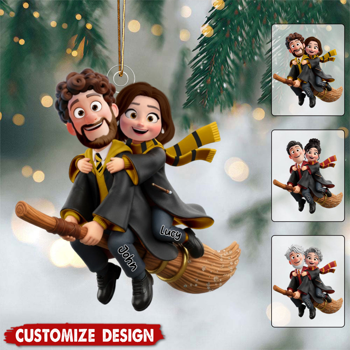 Flying Couple Christmas Ornament - Personalized Gifts For Couple
