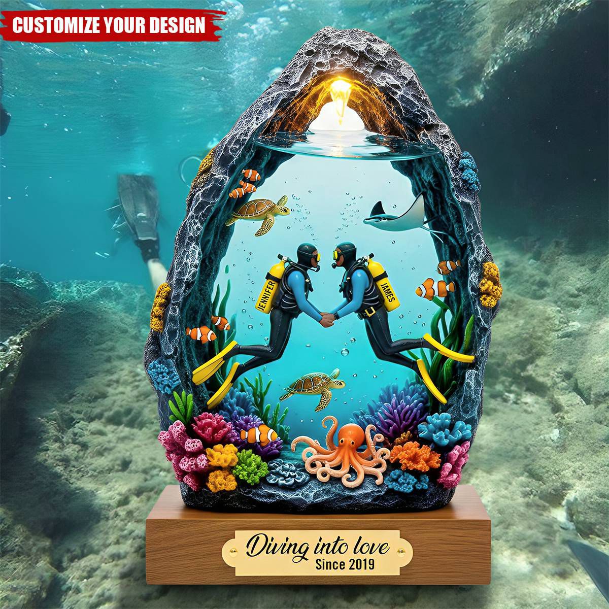 Personalized Scuba Diving Couple Acrylic Plaque Gifts For Couple