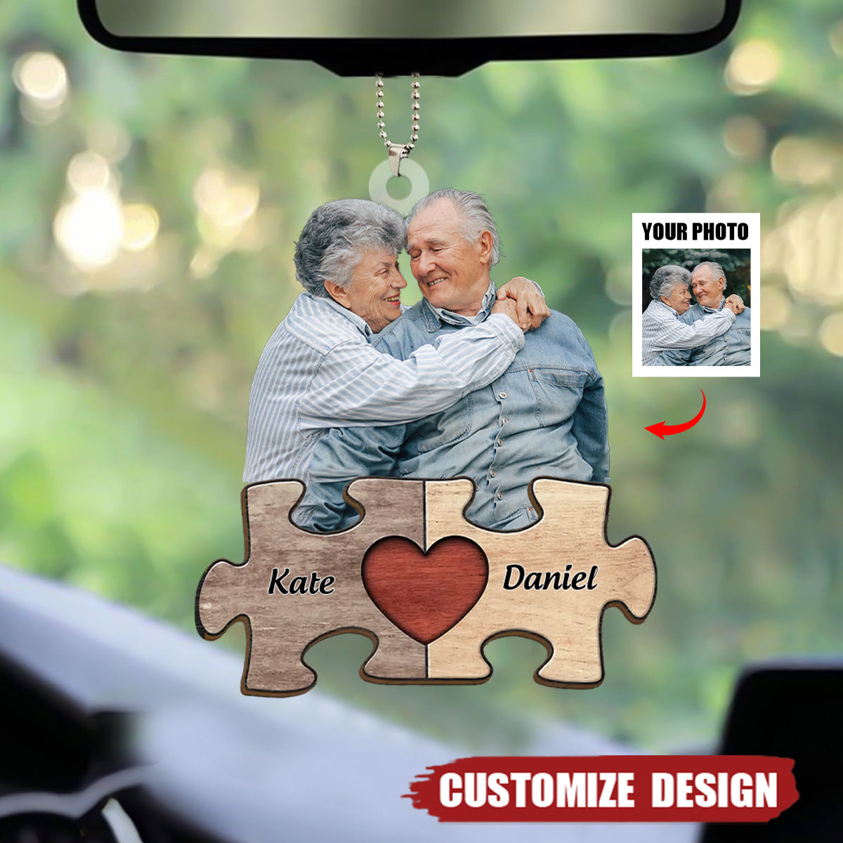 You Are My Missing Piece - Personalized Car Hanging Ornament - Gift For Couple