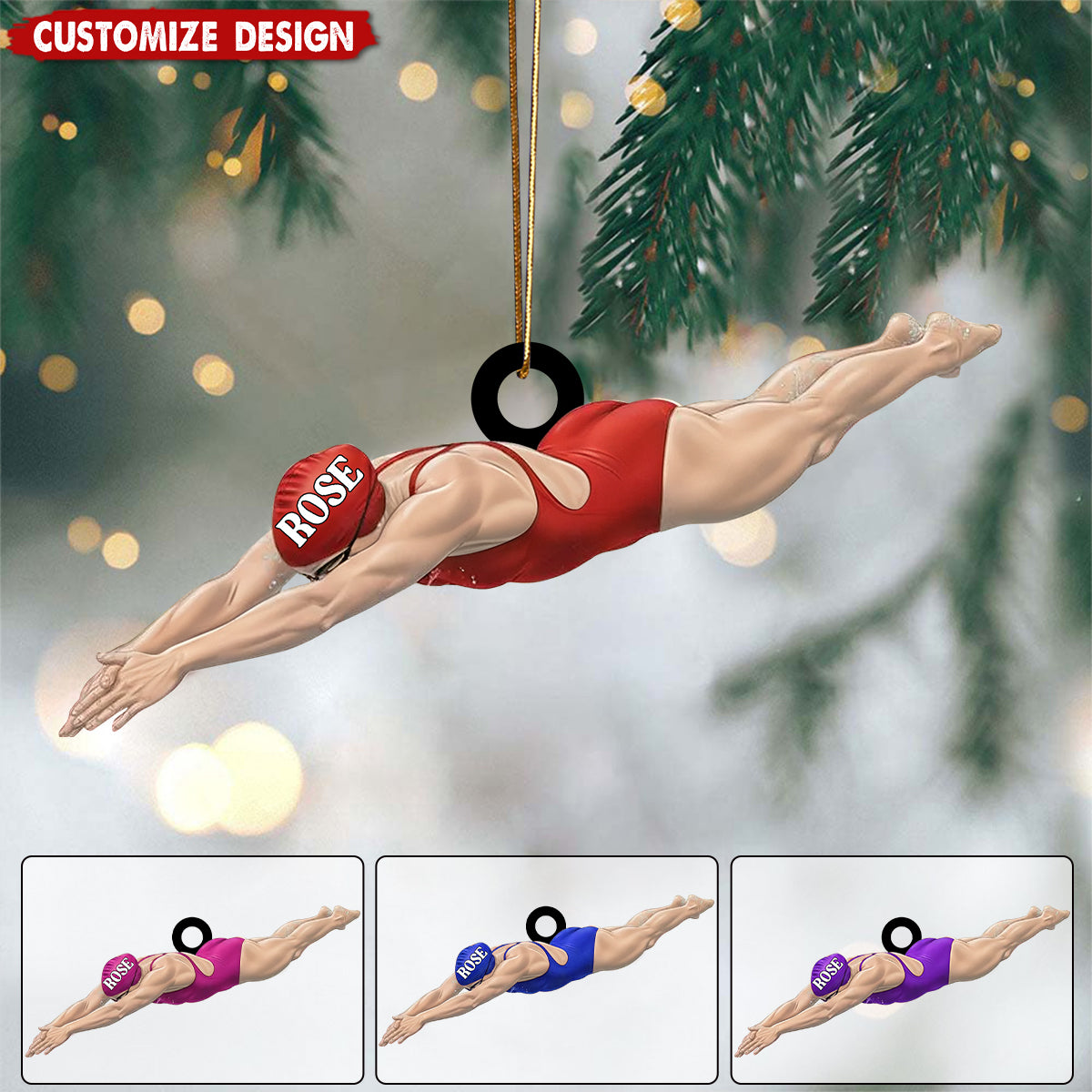 Personalized Swimmer Acrylic Ornament - Swimming Lovers Gift