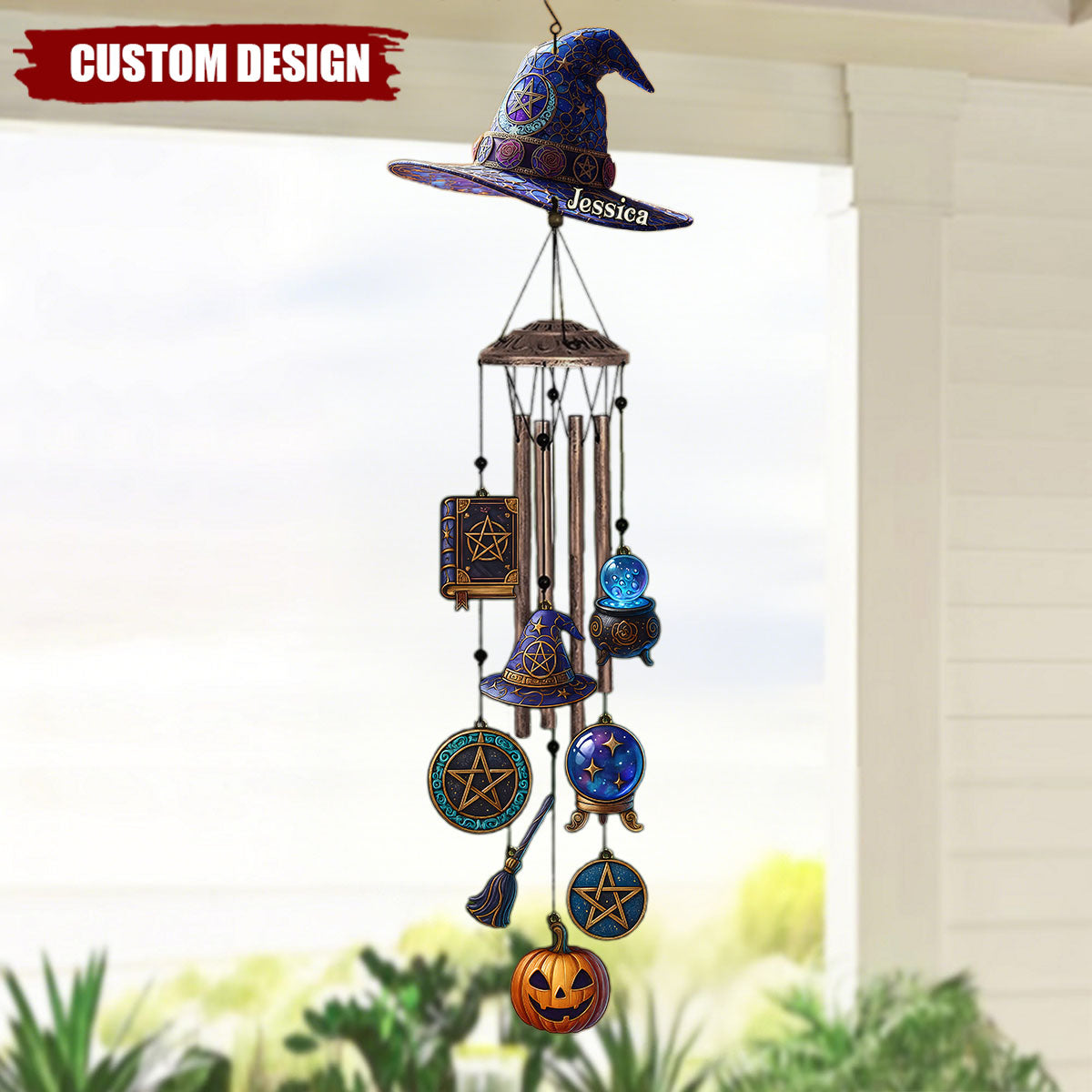 Witch Hat - Personalized Witch Wind Chime With Charms