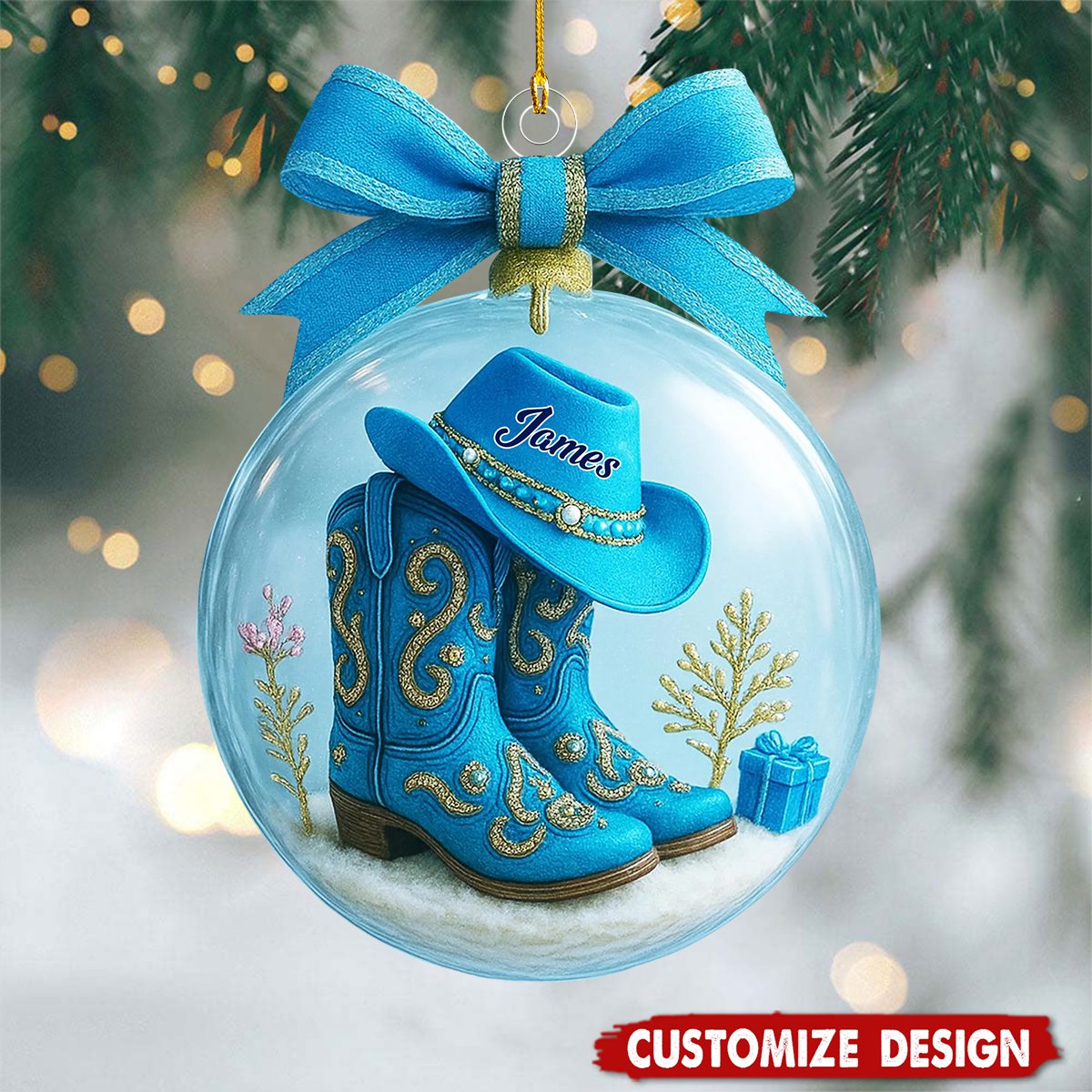 Personalized Cowgirl Cowboy Boots Ornament - Gift For Cowgirl Cowboy