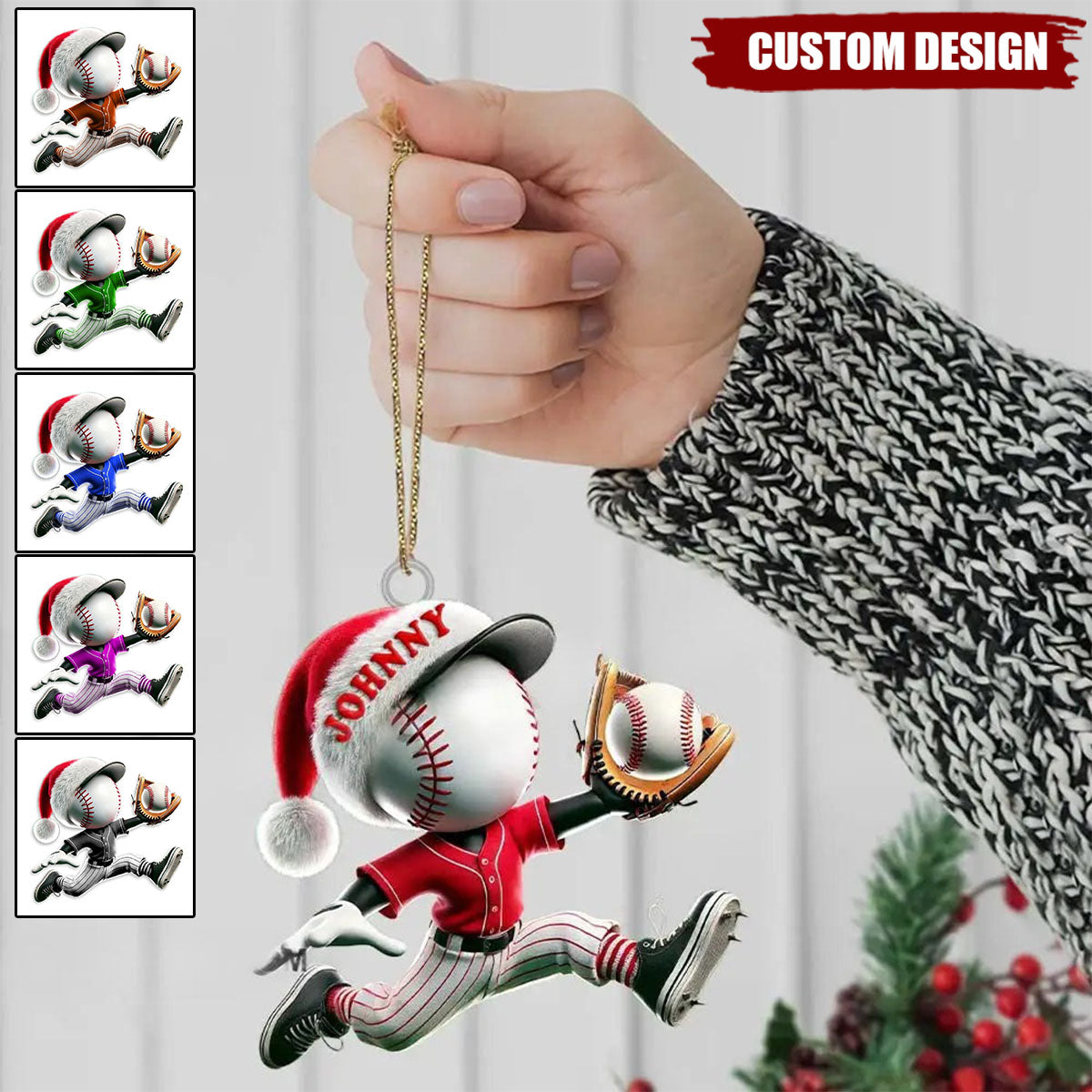 Custom Name Baseball Ornament, Christmas Gift for Baseball Lover