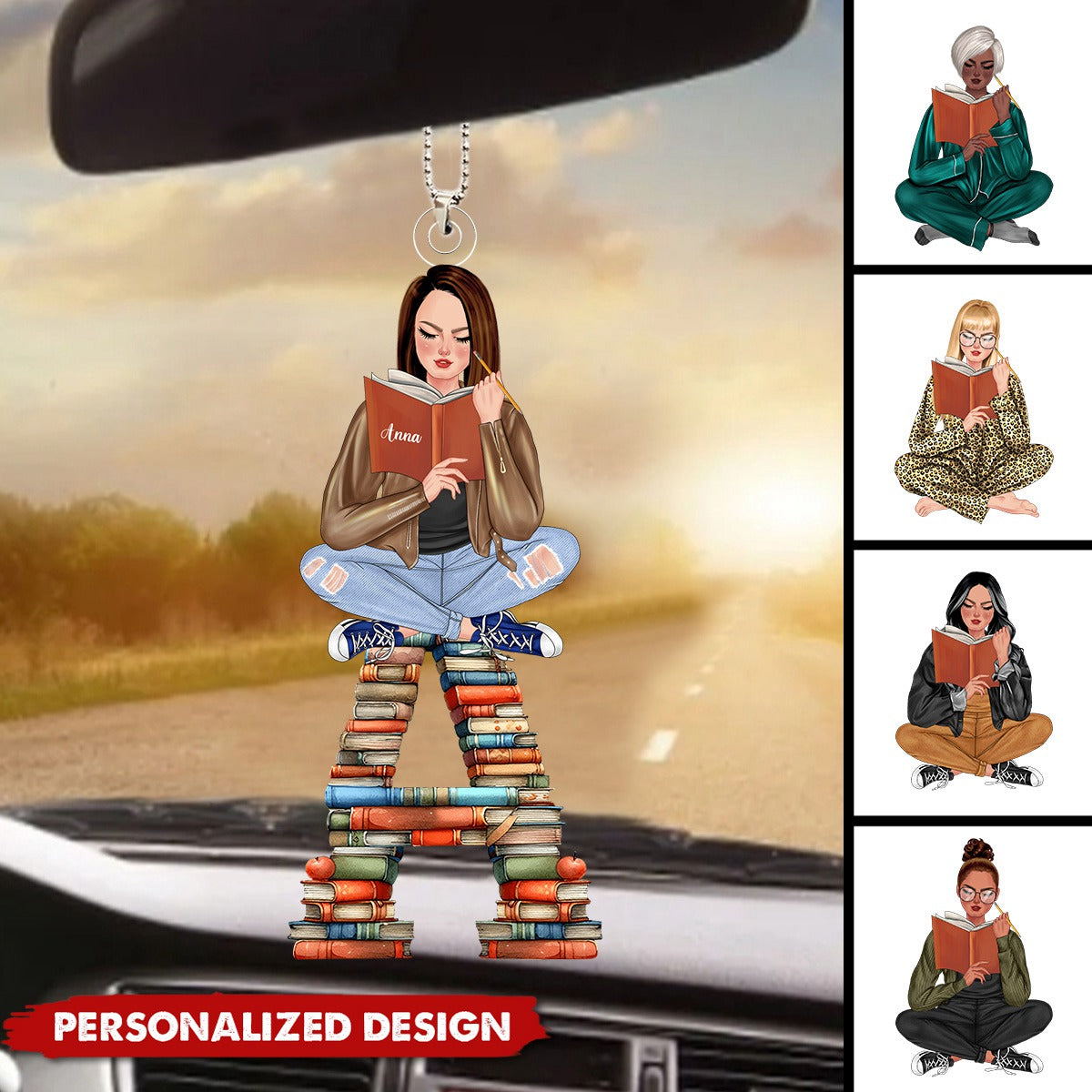 Personalized Gift For Book Lovers Car Ornament Alphabet Letter