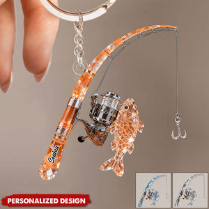 Personalized Fishing Rod Keychain Gift For Fishing Lover
