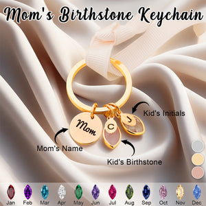 Personalized Initial Name keychain with Birthstone-Mother's Day Gift