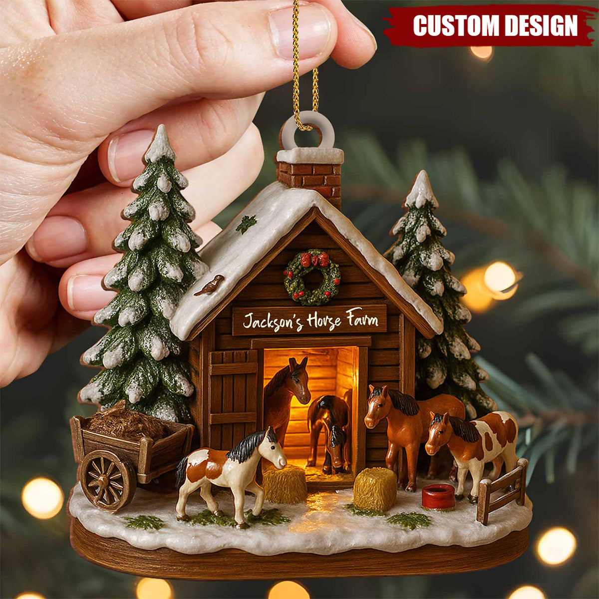 Customize Your Own Charming Horse Farm Ornament,Personalized Wood Ornament,Gift For Horse Lovers