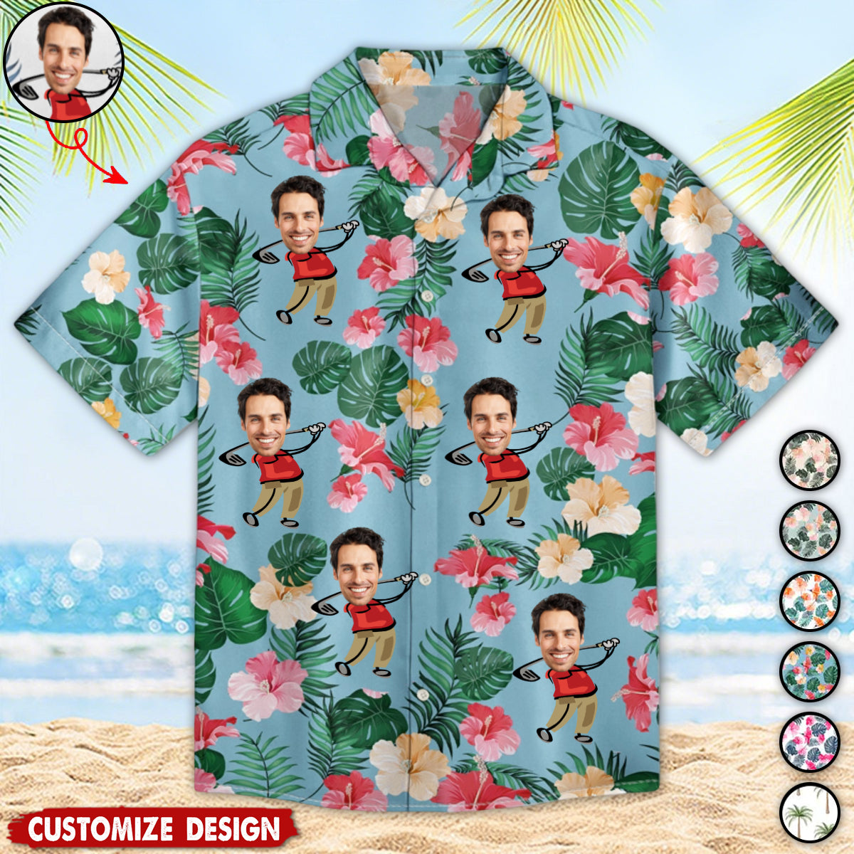 Custom Photo Golf Lovers Funny Art - Personalized Hawaiian Shirt