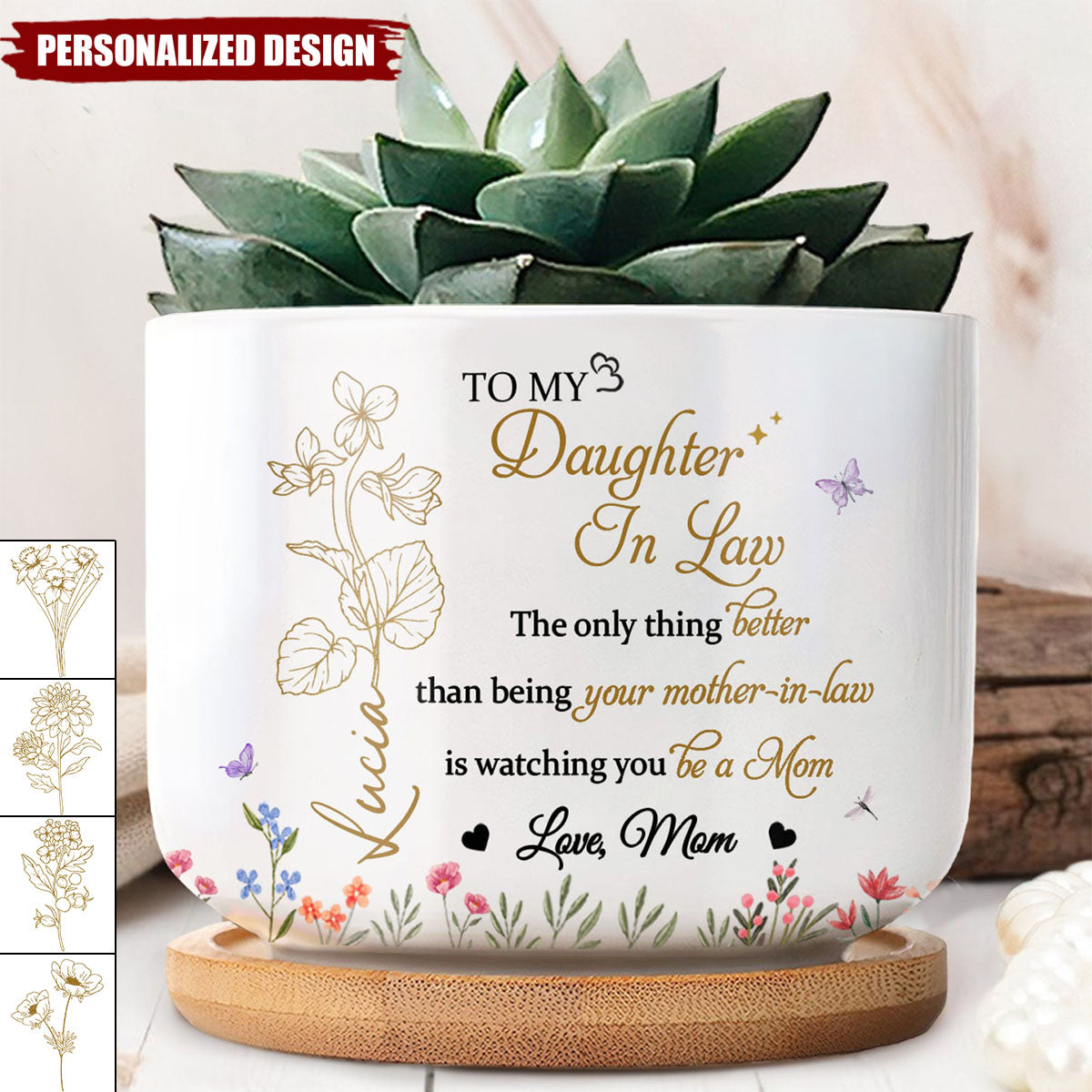 To My Daughter In Law,Watching You Be a Mom-Personalized Ceramic Plant Pot