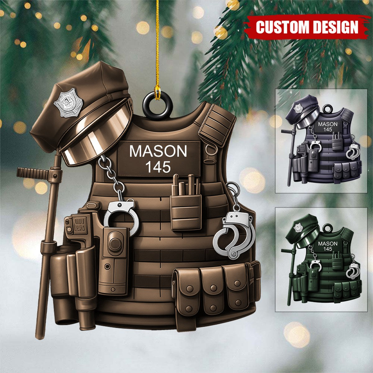Personalized Police Vest Ornament – Christmas Gift For Policeman