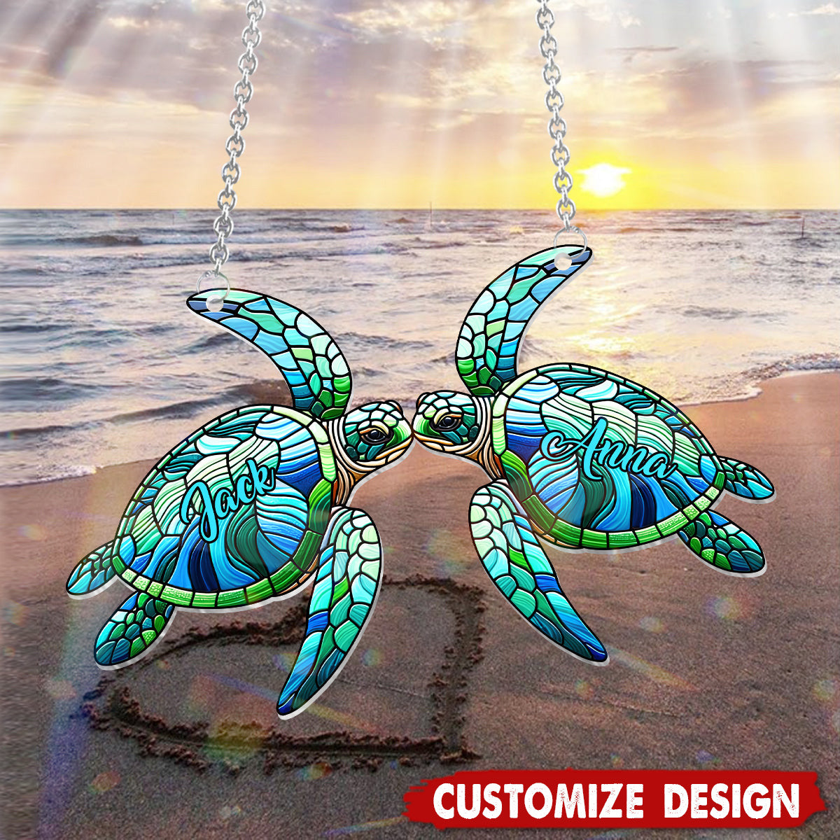 You & Me, We Got This - Personalized Turtle Couple Suncatcher Ornament, Gift For Couple