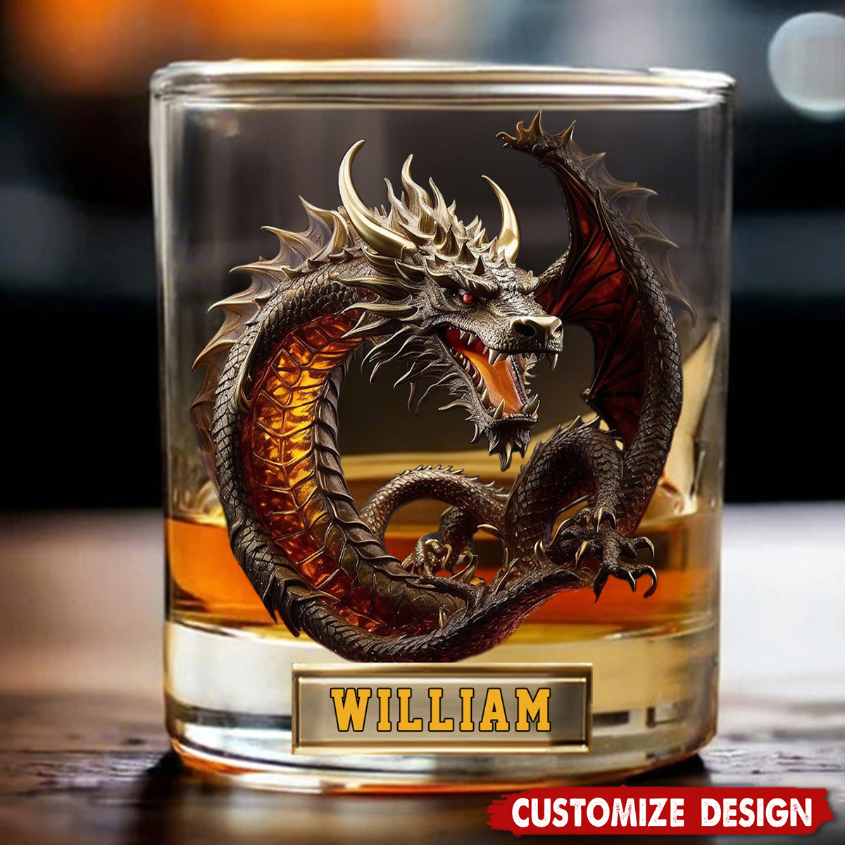 Personalized Dragon Whiskey Glass - GIft For Dragon Lovers