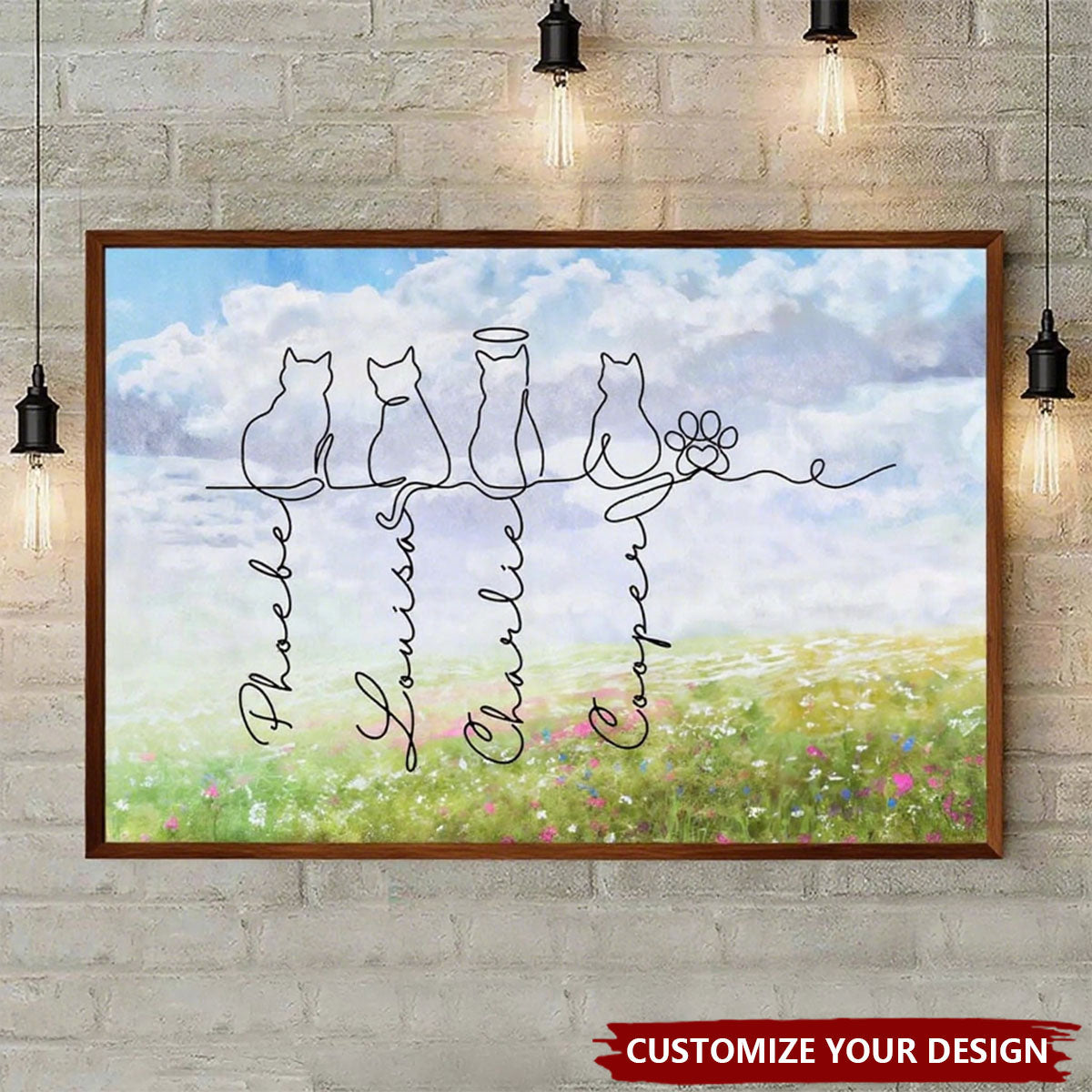 Adorable Cats Line Art - Personalized Poster, Gift for Cat Mom/Cat Dad, Cat Lover's Gift