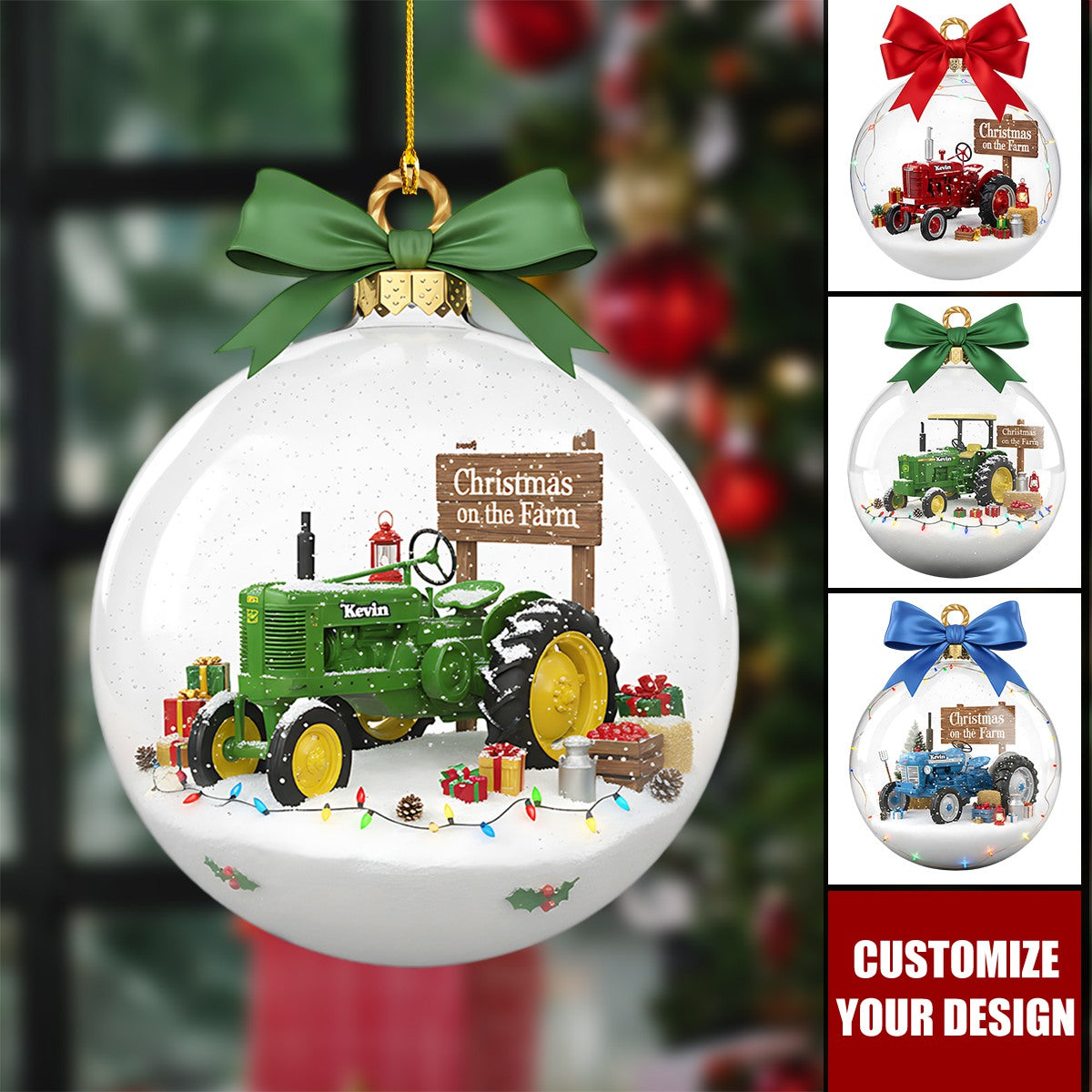 Farm Tractors Acrylic Ornament, Personalized Gifts For Christmas