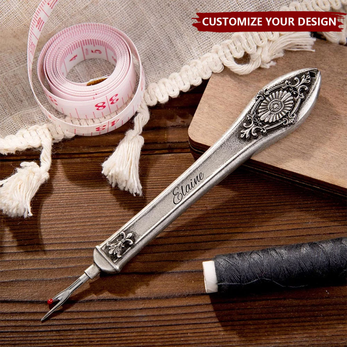 Personalised Vintage Flora Pattern Name Seam Ripper Tools for Sewing Crafting Thread Removing