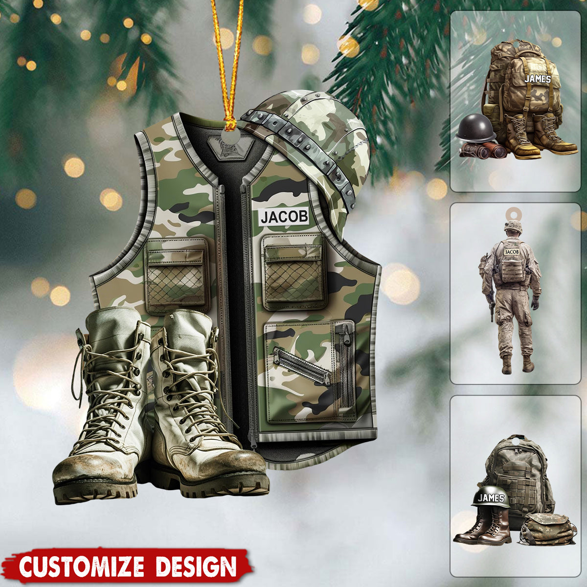 Personalized Military Uniform Acrylic Ornament - Christmas Gift For Veteran