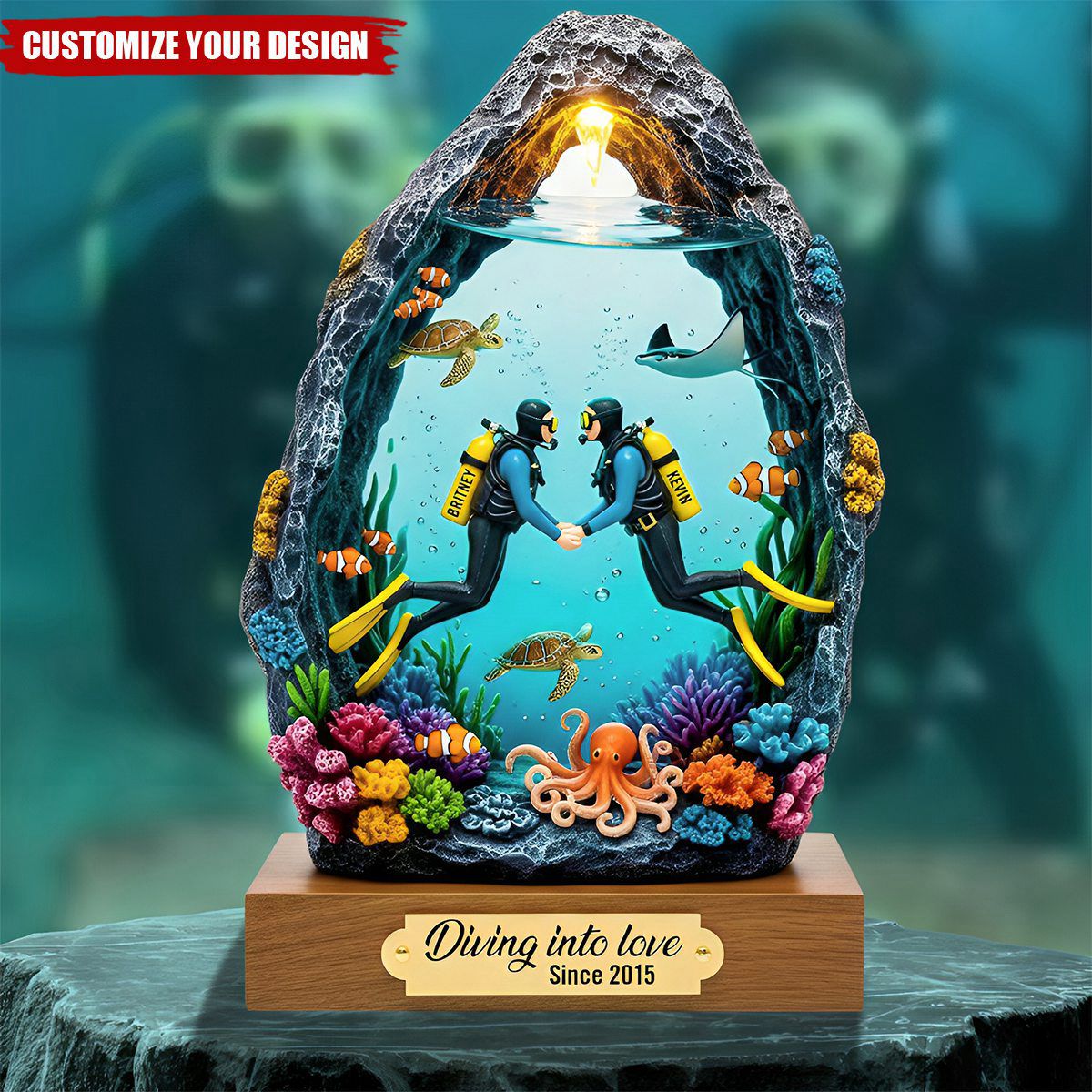 Personalized Scuba Diving Couple Acrylic Plaque Gifts For Couple