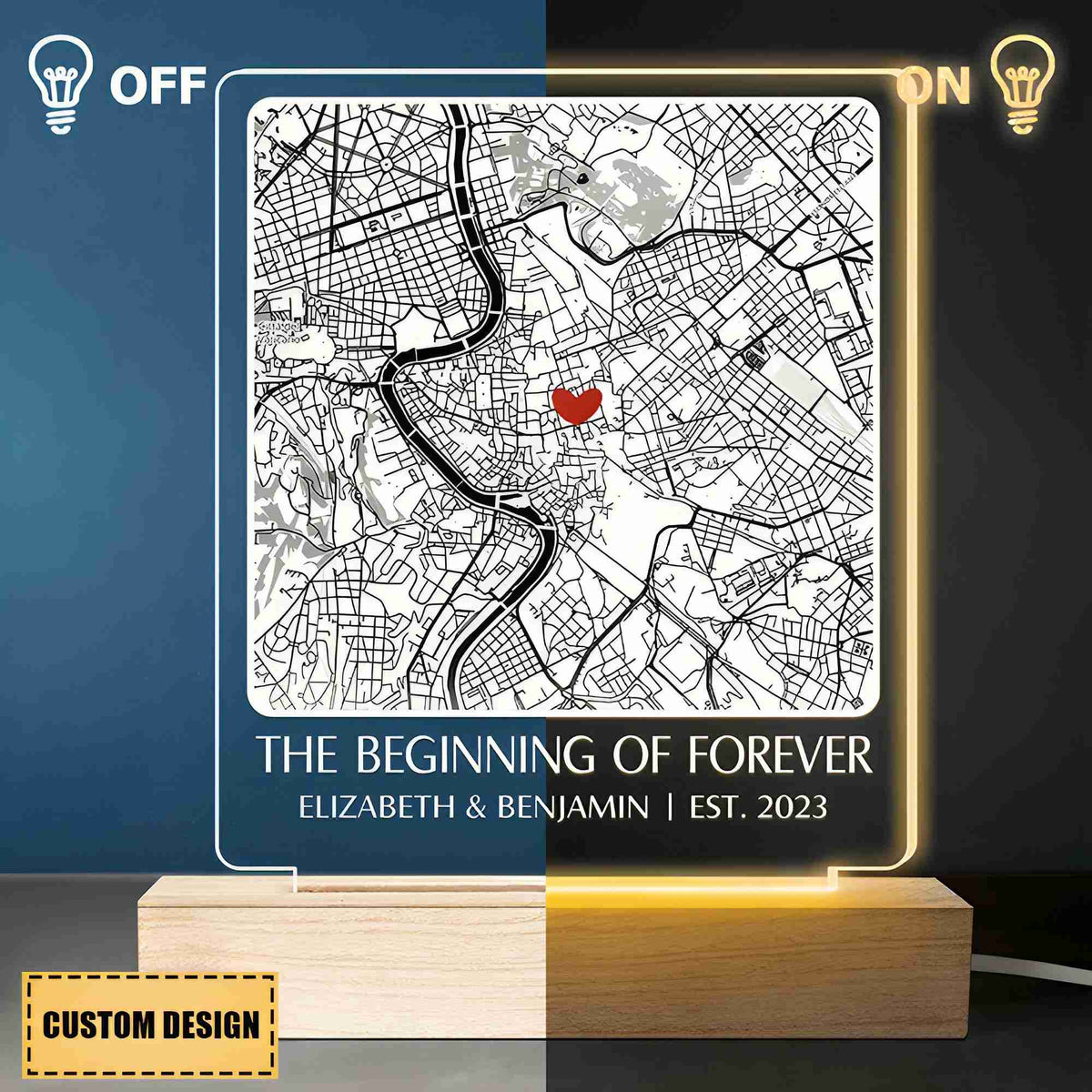 The Beginning Of Forever - Couple Personalized Shaped 3D LED Light - Gift For Couple