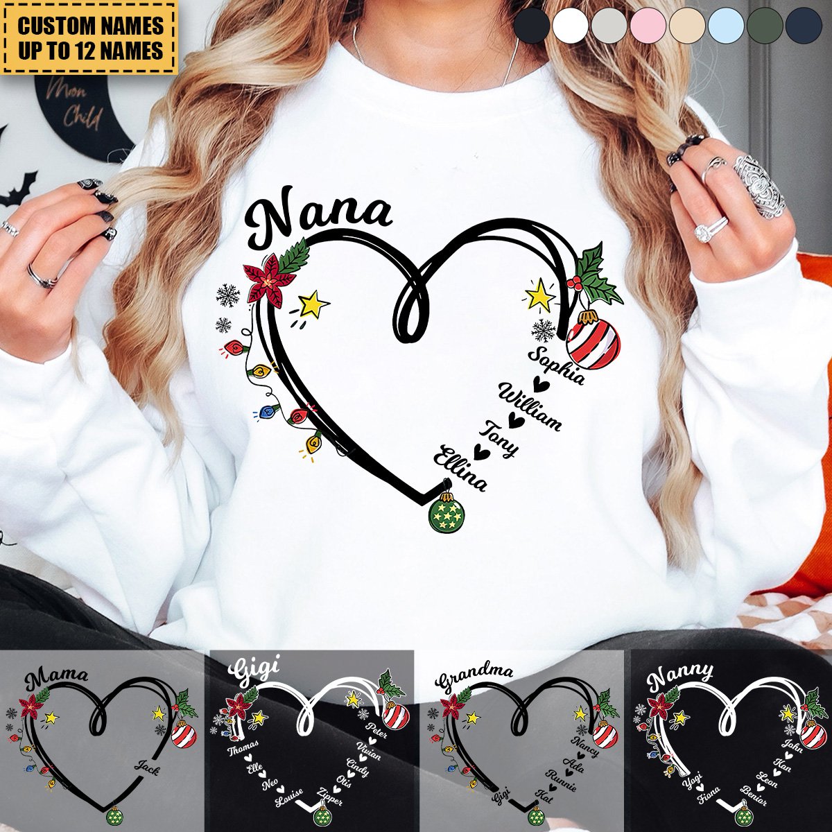 2024 New Release Nana Heart Christmas And Grandkids Sweatshir