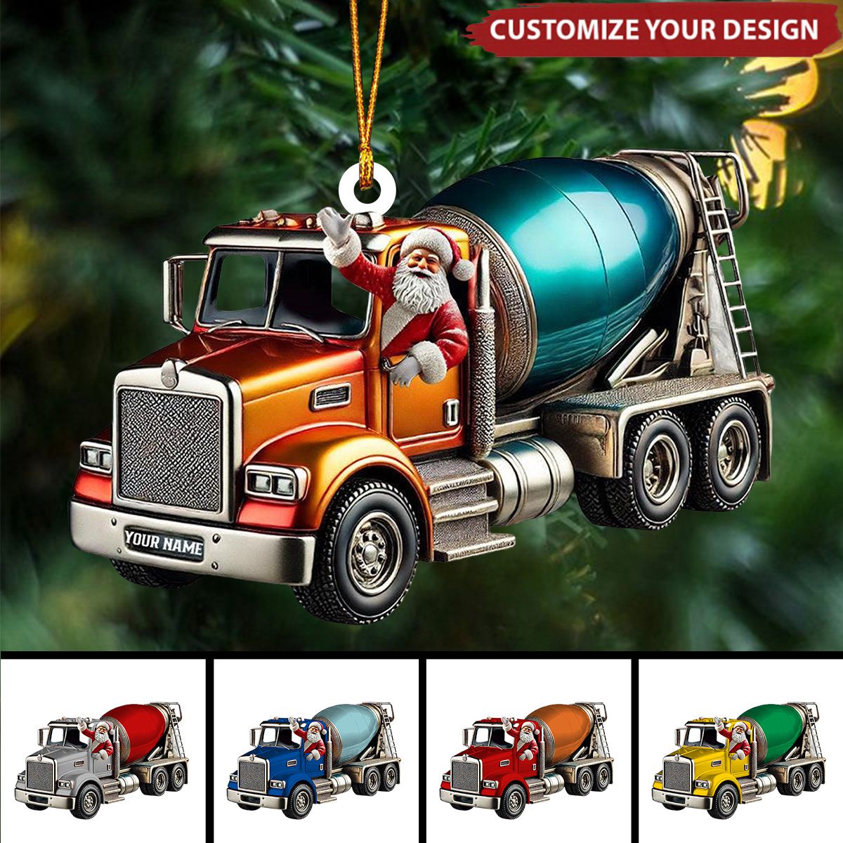 Personalized Cement Mixer Santa Ornament - 2024 New Release Unique Holiday Gift for Construction Fans