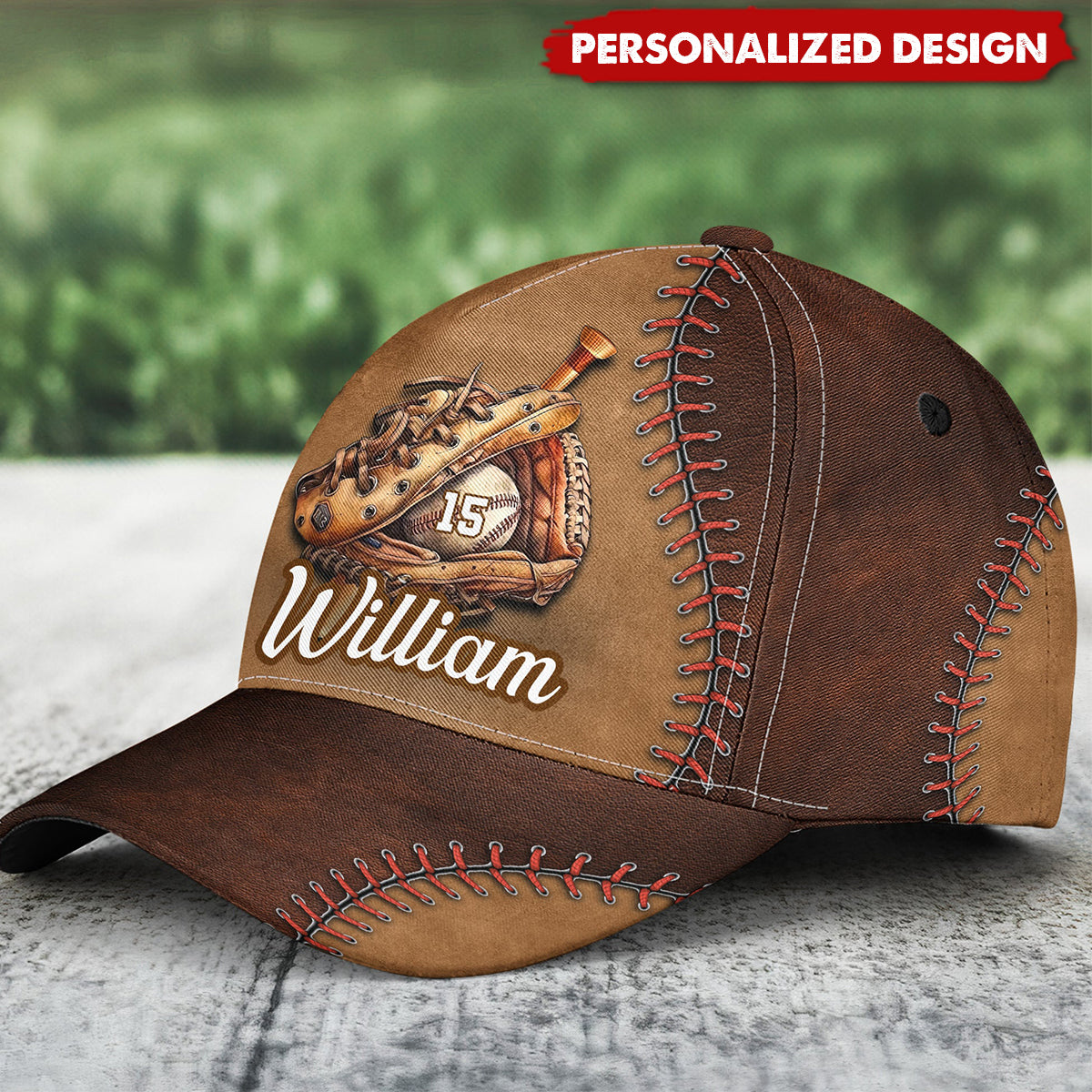 Love Baseball Proud Dad Son-Personalized Classic Cap