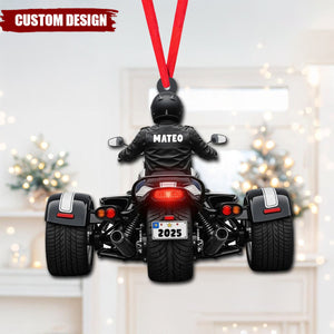Custom Name Biker Trike Motorcycle Ornament Christmas, Motocycle Custom Trike Tri Glide Ornament, Flat 2D Ornament, Trike Keychain For Him