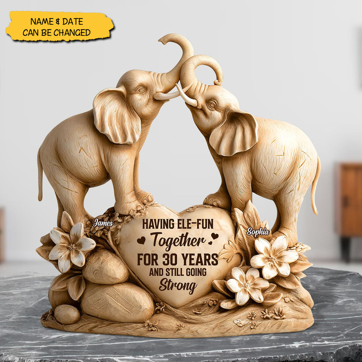 Elephant Couple - Personalized Acrylic Plaque