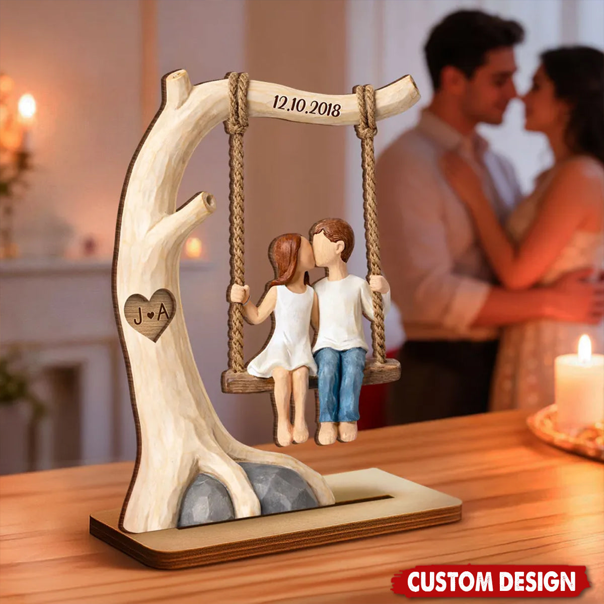 Personalized Rustic Swing Wooden Plaque – Gift For Couples