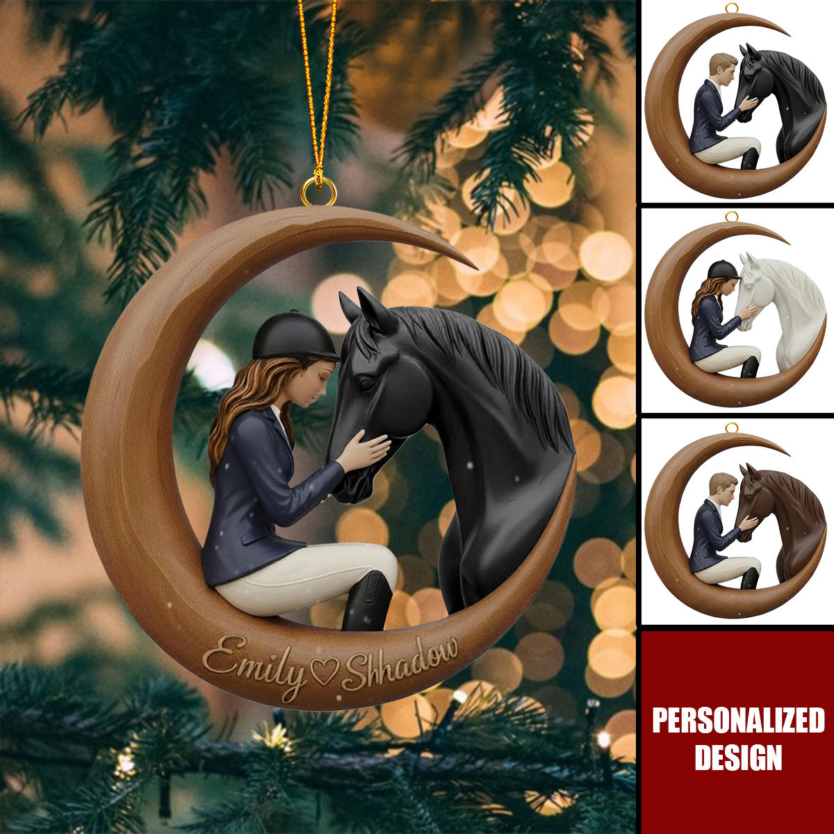 Personalized Horse Rider Christmas Ornament