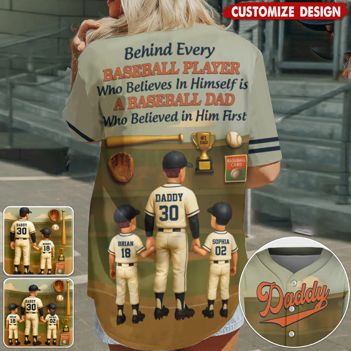 Baseball Dad - Personalized Baseball Baseball Jersey