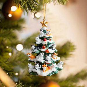 Snowy Cat Christmas Tree Ornament