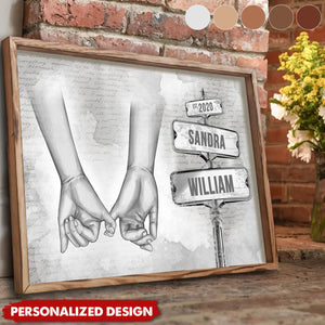 Vintage Couple Hands Pinky Promise-Personalized Post-Valentine's Day Gift Anniversary Gift for Couples