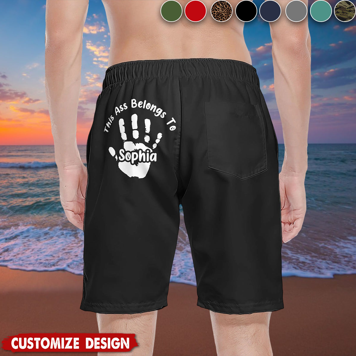 This A$$ Belongs To - Personalized Men's Beach Shorts - Naughty Gifts For Husband