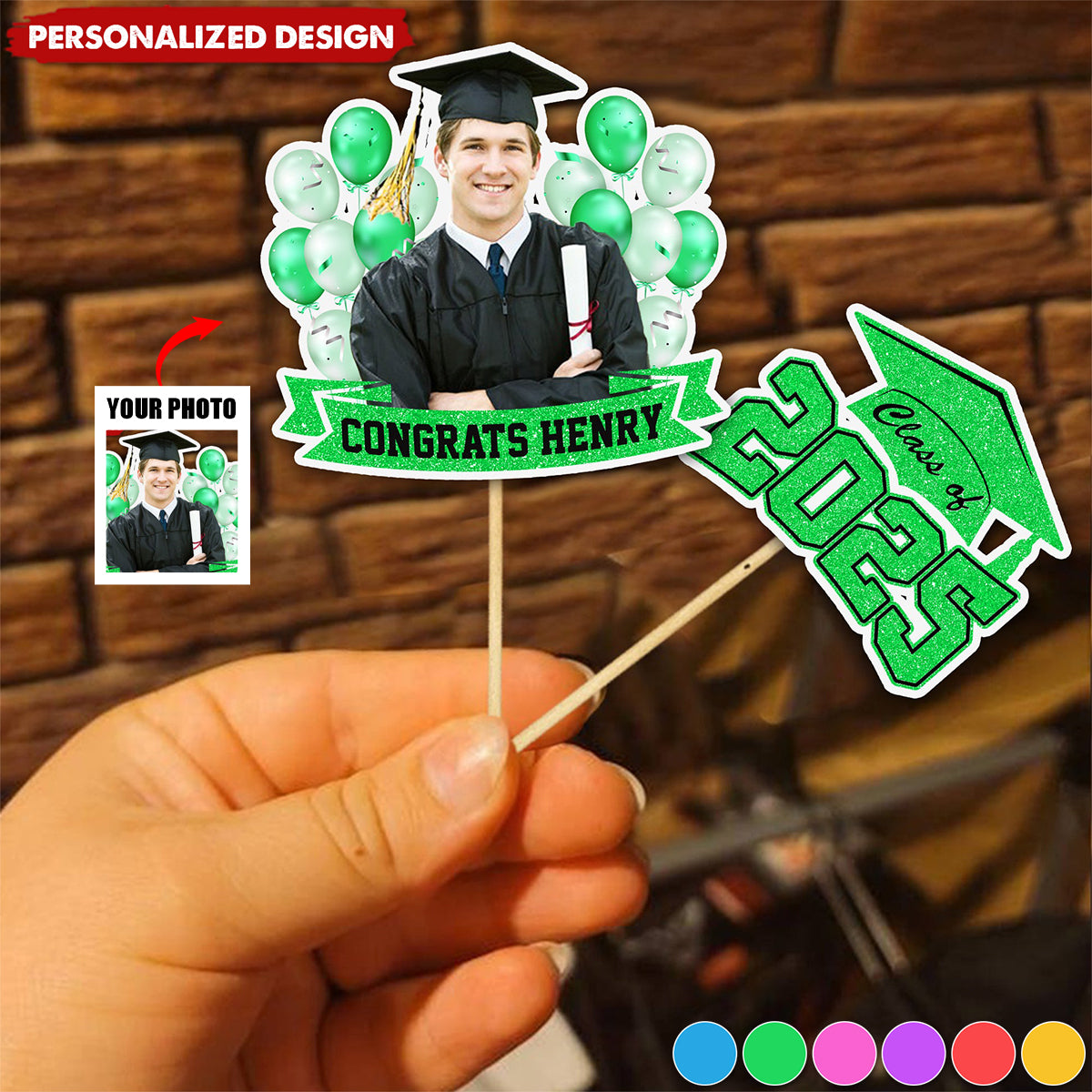 Personalized Face Graduation Cupcake Toppers